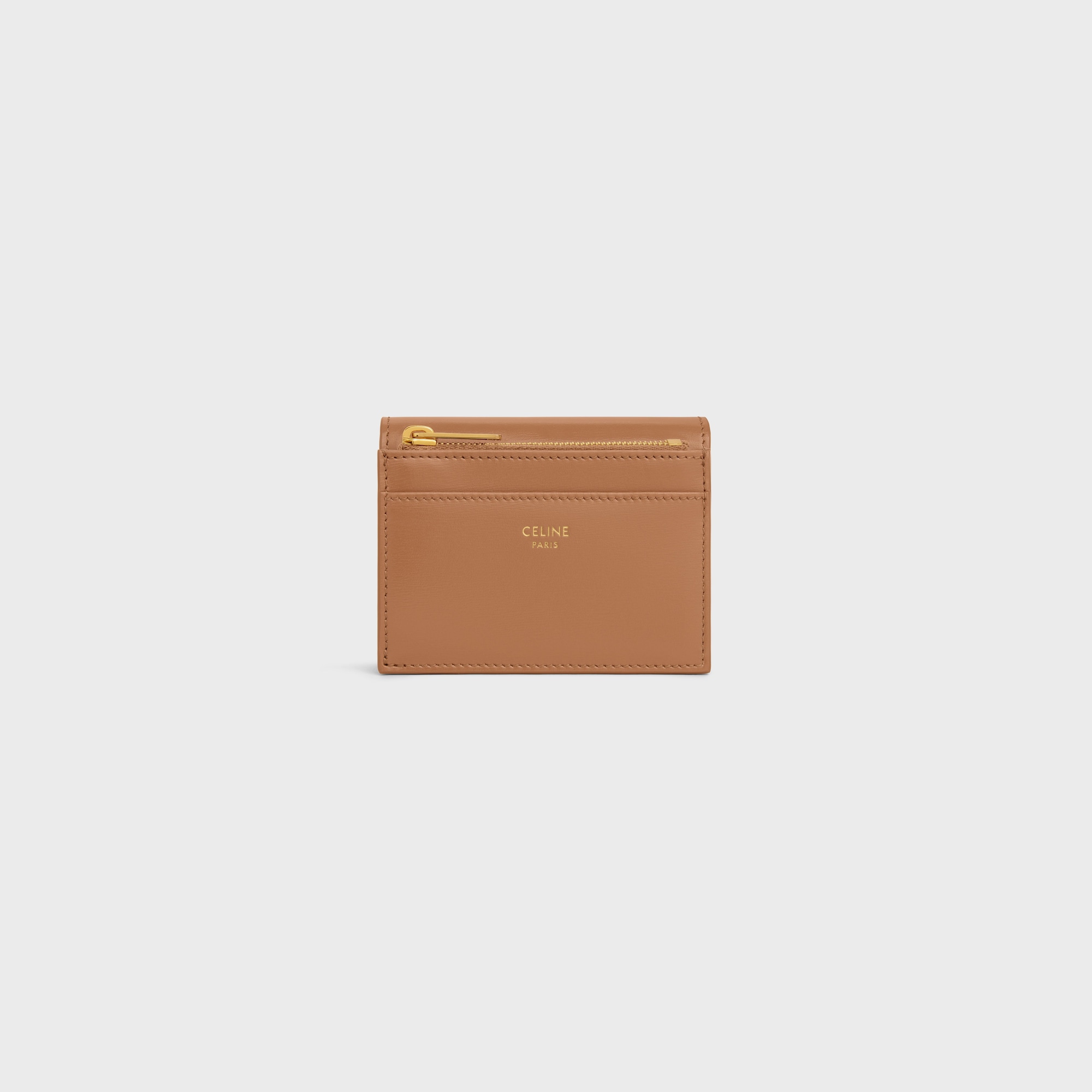 COMPACT WALLET WITH COIN TRIOMPHE IN SHINY CALFSKIN BRONZE - Image 3
